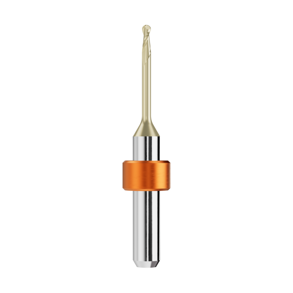 VHM-Radiusfräser Ø2mm, optimiert für die Zirkonoxid, PMMA, Wachs-Bearbeitung