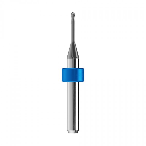 solid carbide ballnose end mill Ø2mm, optimized for machining CoCr, titanium