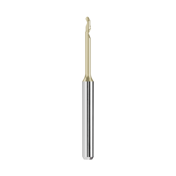 solid carbide ballnose end mill Ø2mm, optimized for machining PMMA, PEEK, wax