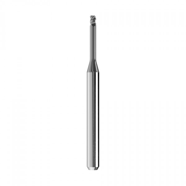 solid carbide high feed end mill Ø2mm, optimized for machining CoCr, titanium