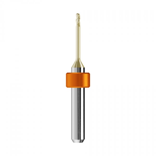 solid carbide ballnose end mill Ø2mm, optimized for machining zirconium oxide