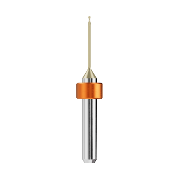 solid carbide ballnose end mill Ø1mm, optimized for machining zirconium oxide, PMMA, wax