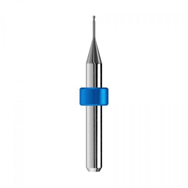 solid carbide ballnose end mill Ø1mm, optimized for machining CoCr, titanium