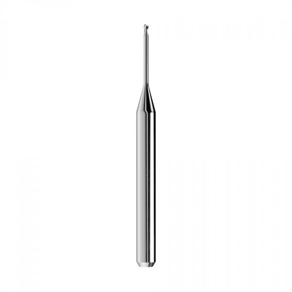 solid carbide ballnose end mill Ø1mm, optimized for machining zirconium oxide, PMMA, PEEK, wax