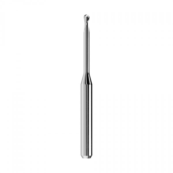 solid carbide ballnose end mill Ø2mm, optimized for machining zirconium oxide, PMMA, PEEK, wax