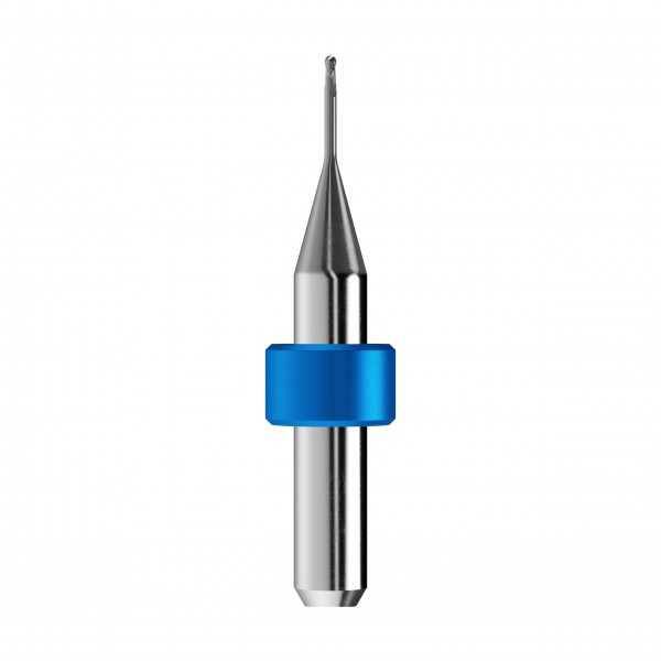 solid carbide ballnose end mill Ø1mm, optimized for machining CoCr, titanium