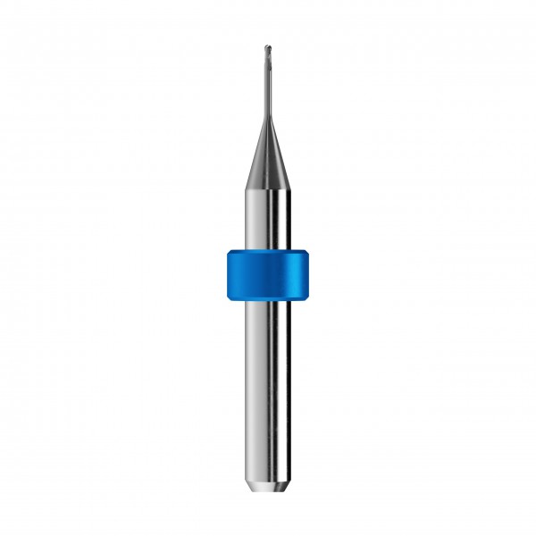 solid carbide ballnose end mill Ø1mm, optimized for machining CoCr, titanium