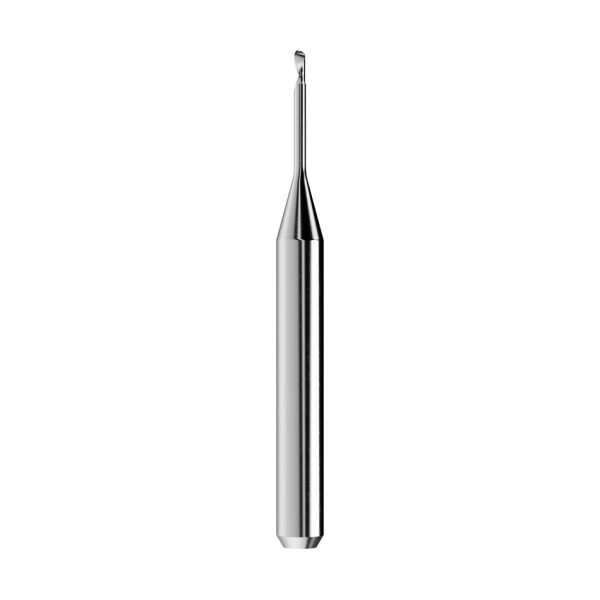 solid carbide ballnose end mill Ø1mm, optimized for machining PMMA, PEEK, wax